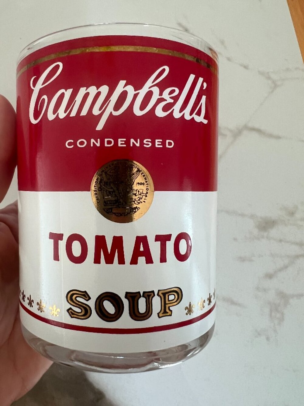 Vintage 1970s Campbell's Tomato Soup Glasses, Set of 4, Andy Warhol Pop Art Tumb